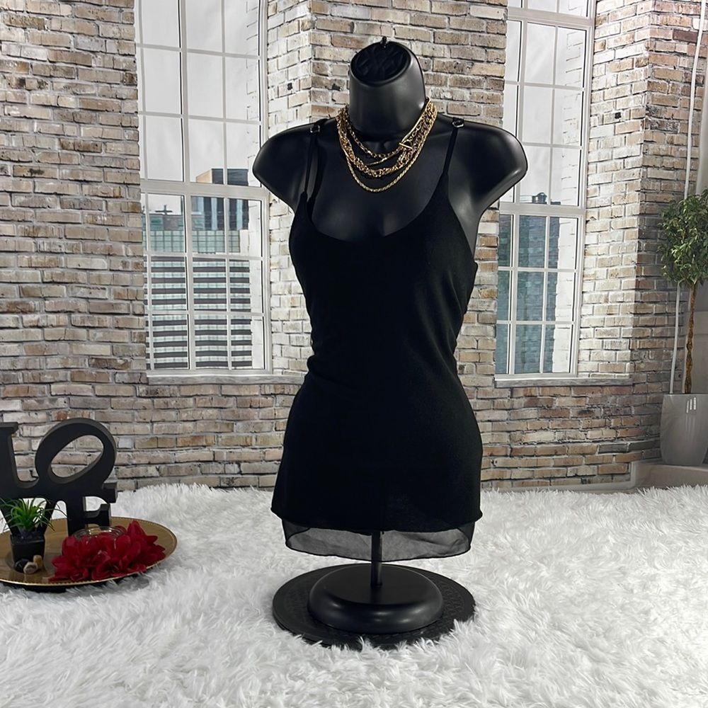 Women’s Arianna By Howard Black Layered & Sheer Classy Tank Top (S) EF06